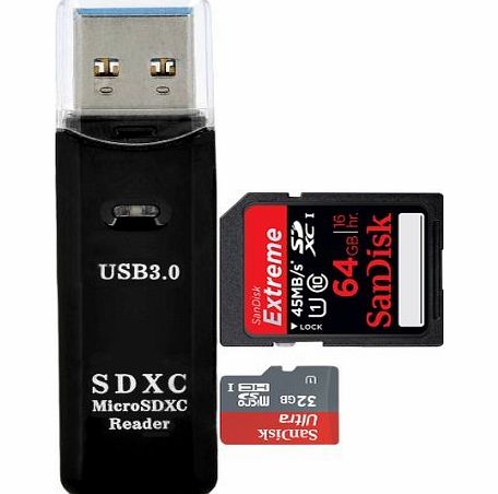High Speed USB 3.0 - SD / SDHC and Micro SD Memory Card Reader / Writer for Sony, Panasonic, Canon, Fujifilm, Olympus, Pentax, Kodak, JVC, Minolta, Samsung, Nikon, Casio, BenQ and GE Digital Cameras -