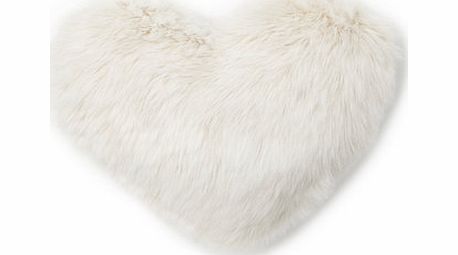 Luxury Polar Faux Fur Heart Cushion, cream