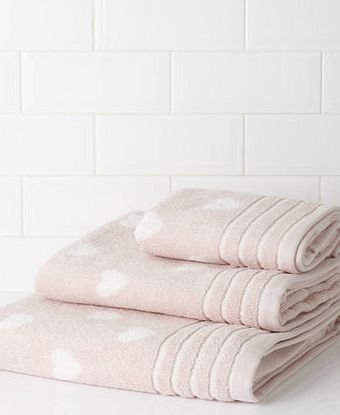 Pale Pink Polka Hearts Bath Towel, pale pink