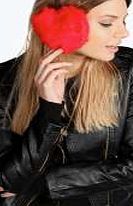 Love Heart Faux Fur Earmuffs - red azz14721