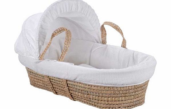 Clair de Lune Waffle Moses Basket with Pine Stand