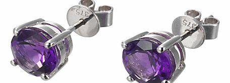 9ct White Gold Brilliant Cut Amethyst Stud