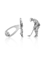 Sterling Silver Golfer Florentine Handmade Cufflinks