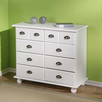 Tucker Solid Pine White Pine 6+4 Drawer Sideboard