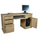 Hudson Light Oak Twin Pedestal Computer Desk