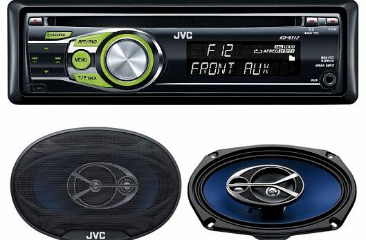JVC KD-R312 CD/MP3 Player with Front Aux Input and JVC CS-V6946 6 x 9 inch 330 Watt 4-Way Speaker