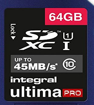 Integral 64GB Class 10 45MBps UltimaPro SDXC Memory Card - Frustration Free Packaging