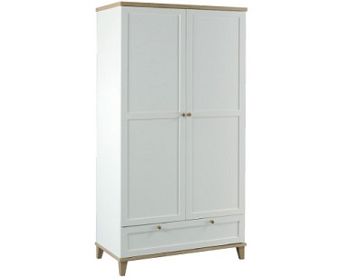 2 Door Wardrobe White with Ash Detail