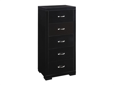 Luna 5 Drawer Chest (Black) Small Single (2