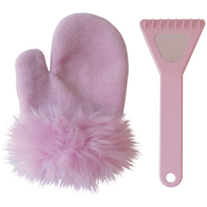 Ice Scraper and Fluffy Mitt Set