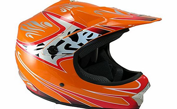 Qtech Childrens Kids Motocross amp; Atv Off Road Crash Helmet Pit Bike Protection Sp, Main Colour: Orange, Size: Medium 55-56cm