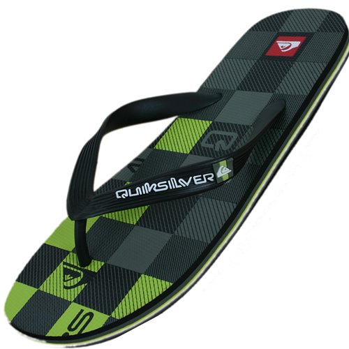 Mens Quiksilver Molokai Check Meout Flip Flops Olive