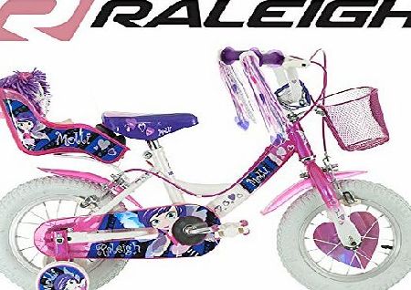Raleigh Molli 12`` Childrens Bike - White and Pink - Girls.