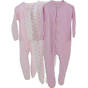 Sleepsuits, Pink, 18-24 Months, Pack of 3