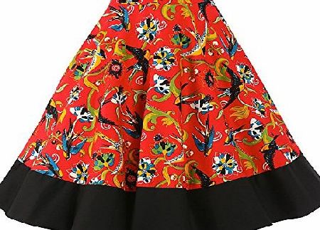 Lindy Bop Ohlson Floral Swallow Print Circle Skirt (Size 6)