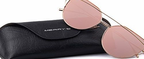 MERRYS Cat Eye Sunglasses Classic Designer Twin-Beams Sunglasses S7882 (Pink)