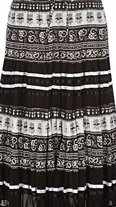 Roman Originals Womens Cotton and Chiffon Tiered Maxi Skirt Black Size 10 - 20 - 10