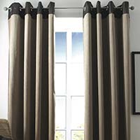 Cord Unlined Leather Look Top Curtains Chocolate 117 x 229cm