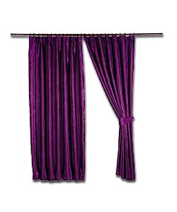 Pair of Lined Taffeta Curtains with Tie-Backs