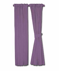 Pair of Plain-Dyed Aubergine Curtains with Tie Backs