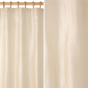 Plain Silk Pencil Pleat Curtains- Ivory- W168 x Drop 182cm