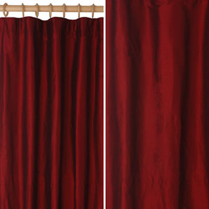 Plain Silk Pencil Pleat Curtains- Wine- W264 x Drop 182cm