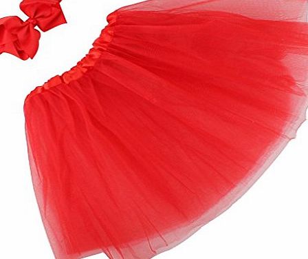 VENMO Baby Toddler TUTU Skirt Bowknot Hairband, VENMO Newborn Photography Props Outfits Gift Set Christmas Wedding Party Dress Puff (Red)