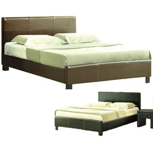 (ND) LPD , Sheraton, 4FT 6 Double Leather Bedstead