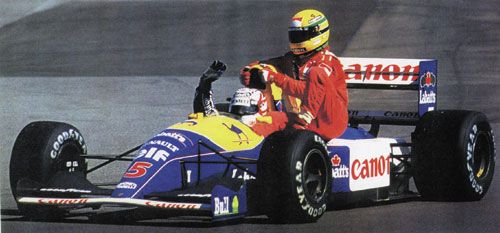 1:18 Minichamps Williams Renault FW14 Mansell / Senna Hitchiker British Grand Prix 1991