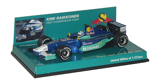 1-43 Scale 1:43 Minichamps Sauber Petronas C20 Race Car 2001 1st Race Edition - Kimi Raikkonen