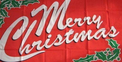 1000 Flags Merry Christmas Red Holly Flag 5x3
