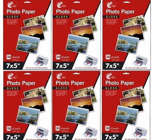 6 x Packs Of 7 x 5`` Gloss Photo Paper, 30 Sheets 235 gsm