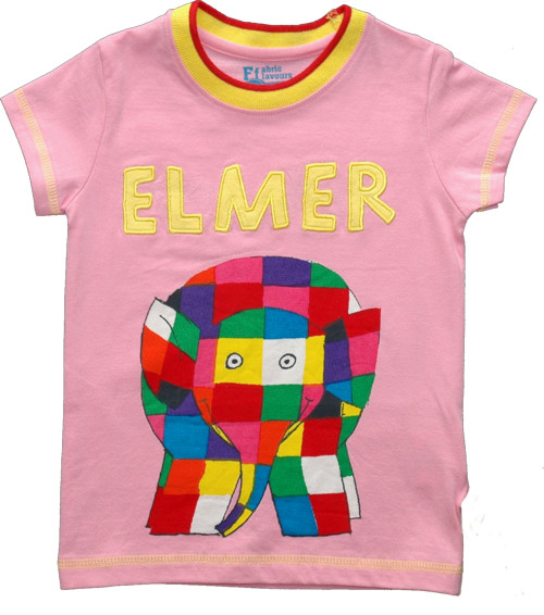 Pink Elmer The Elephant Kids T-Shirt from Fabric Flavours