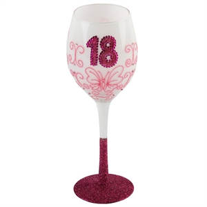 18th Birthday Pink and White Celebration Wine