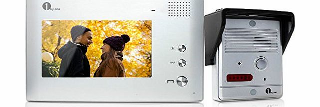1Byone 7`` TFT Screen Wired Video Door Phone Doorbell Entry Intercom System Home Security - Waterproof, Anti-oxidation and Anti-vandal Outdoor Pinhole Camera -14 Polyphonic Melodies