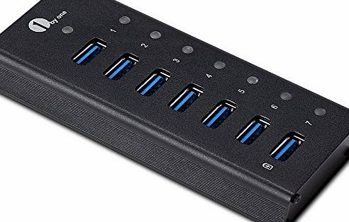 1Byone USB Smart Charger SuperSpeed Hub with 7 USB 3.0 Data Ports   1 Smart Charging Port (5V/2A) with 12V 3A Power Adapter and USB 3.0 Cable