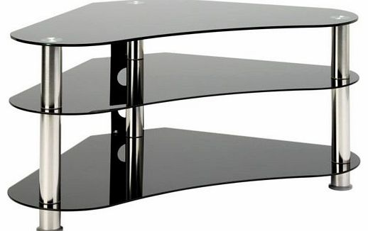 1home GT7 Curved Glass TV Stand for Corner for 37 to 42 inches Plasma LCD LED 3D TV Silver Tube 95cm