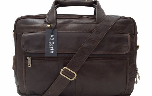1St  16`` Vintage Leather Mens Coffee Briefcase Laptop Bag Messenger Handbag,M160