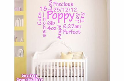 1Stop Graphics - Shop Personalised Baby Wall Art Sticker - Girl Boy Kids Nursery Love Decal - Colour: Red - Size: Large