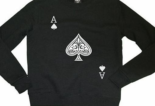 21 Century Clothing Mens Ace of Spades Card Sweater - Black - Large (44-46 inches)