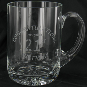 21st Birthday Celebration Crystal Glass Tankard