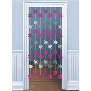 Birthday Door Danglers - Pink/Silver