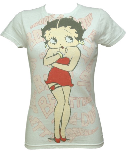2248 Betty Boop Ladies Repeat Name Print T-Shirt from American Classics