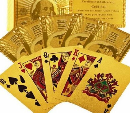 24/7 store Certified Pure 24 Carat Gold Foil Plated Poker Cards Perfect Gift by 24/7 store