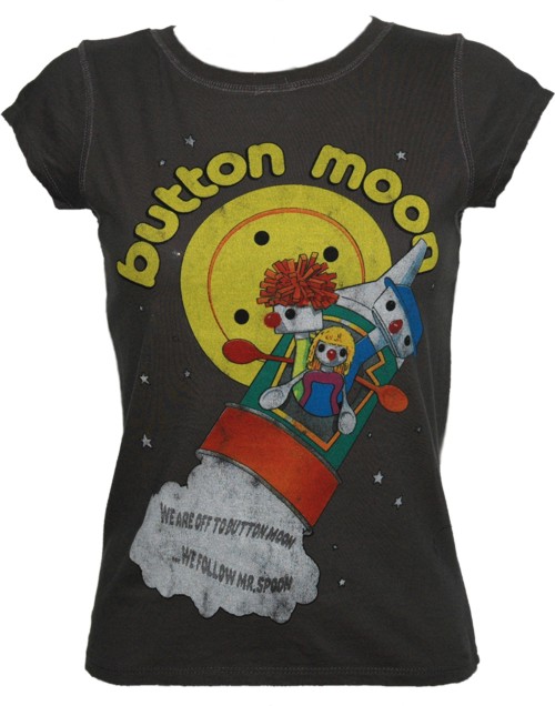 2429 Charcoal Button Moon Ladies T-Shirt from Famous Forever