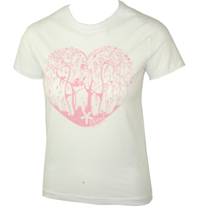 2452 Ladies Animal Aksi Crew Printed T-Shirt. White
