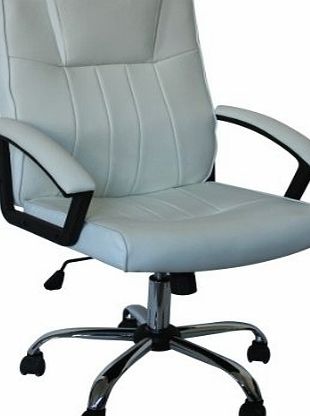 247Seating New Stylish White Executive Leather Office Home study Computer Desk Chair Tilt Swivel Height Adjustment.
