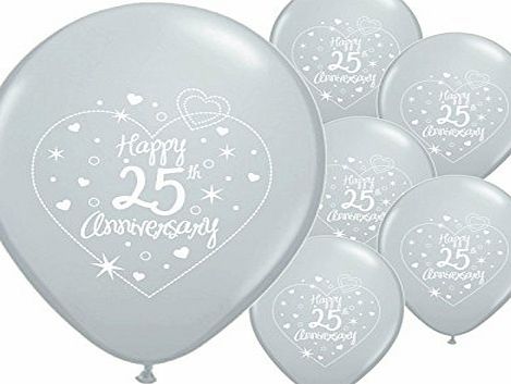 25TH WEDDING ANNIVERSARY BALLOONS 8 X 25th SILVER WEDDING ANNIVERSARY HELIUM QUALITY 12`` BALLOONS