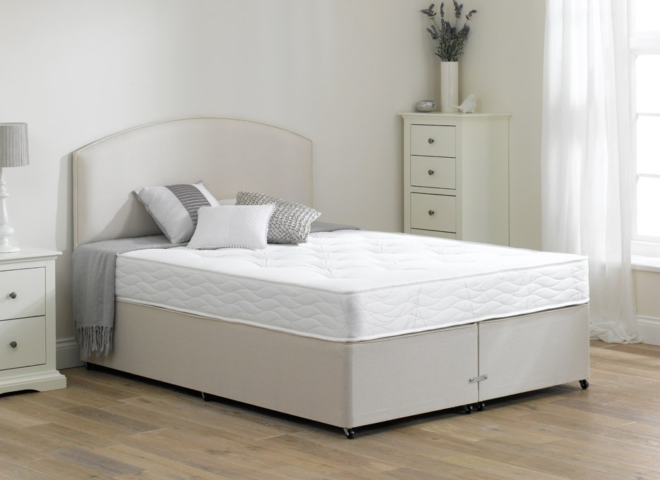 2`6 Small Single Halliday Open Spring Divan Bed - Firm - Beige