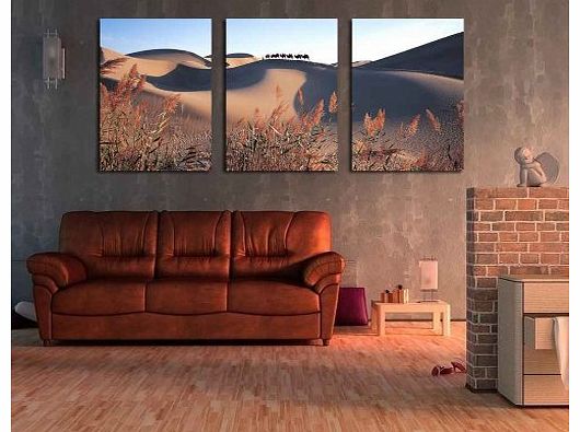 3 Panel Rectangle Canvas Art Desert Landscape Painting Giclee Canvas Prints, Ready to Hang, Modern Home Decoration Wall Art set of 3 #06-183